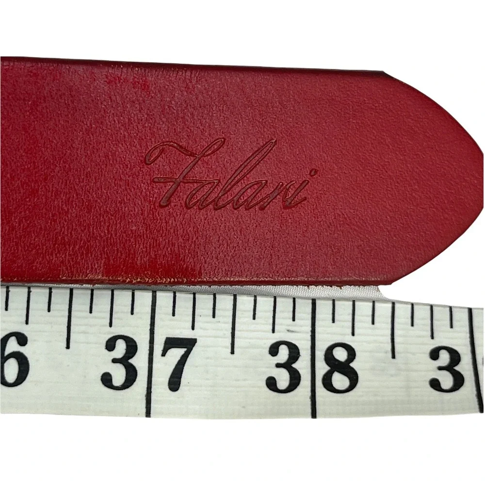 Falari Leather Belt Mens Medium 34-36 Red Silvertone Buckle 29-35
